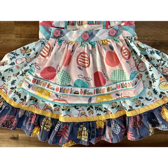 Matilda Jane Wonderment Bike Path Knot Dress Sleeveless Blue Pink Green Apple 2 - Picture 3 of 9